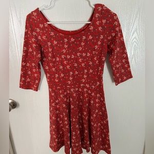 hollister floral cropped skater dress 3/4 sleeve